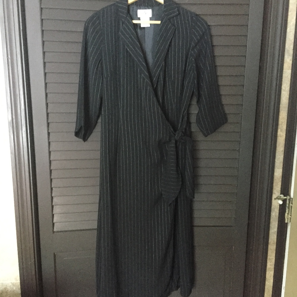 Bob Mackie Black Striped Side Tie Dress